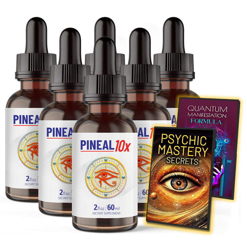 Six Pineal10x bottles with vendor bonus artwork